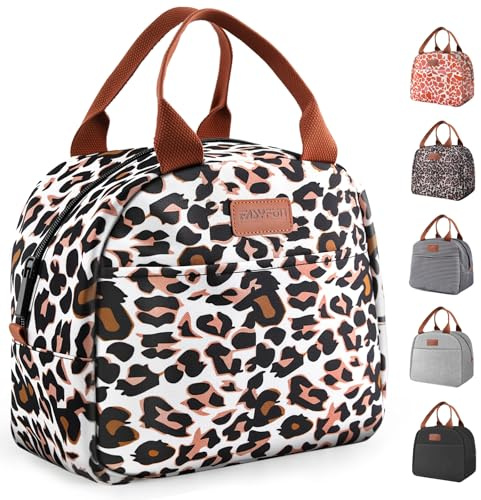 EASYFUN Lunch Bag for Women & Men Adult, Insulated Leakproof Lunch Box Tote with Large Capacity, Cooler Lunch Container for Work/Travel/Office/Outdoor (Panther Brown)