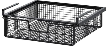 Gralara Panier de Rangement sous Étagère en Acier Carbone, Étagère de Tri pour Chaussettes, Support de Rangement avec Grande Capacité de Stockage, Organisateur Suspendu de Tiroir pour Armoires, Noir M