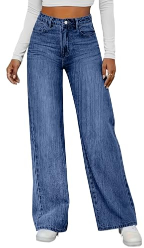 Jeans Mujer Tiro Alto, Ancho Tiro Alto Pantalones Vaqueros, Premama Push Up Anchos Trabajo Tejanos Cintura Elastica Vestir Baggy Tallas Grandes Pantalones Mujer S