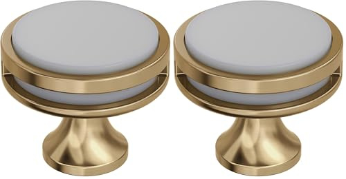 Amerock | Cabinet Knob |Champagne Bronze/Frosted Acrylic | 1-3/8 in (35 mm) Diameter Drawer Knob | Oberon | Kitchen and Bath Hardware | Furniture Hardware (Pack of 2)