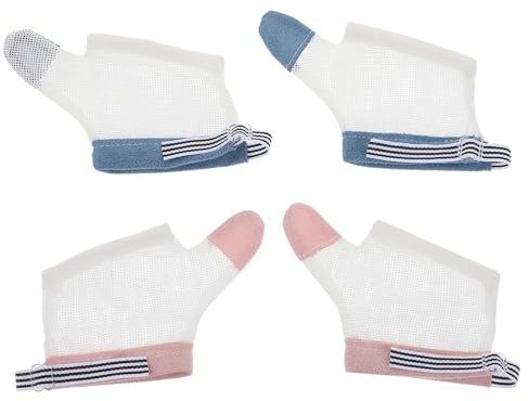 Guantes Protectores Malla Transpirable para Bebés 2 Pares de Nylon Blanco | Antisucción para Pulgar, Lavables y Ajustables, para Bebés de 6 a 22, 5kg, Uso Diario