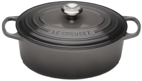 Le Creuset Cocotte en Fonte Émaillée Signature avec Couvercle, 27 cm, Ovale, 4,1 L, 4,425 kg, Flint, 21178274442430