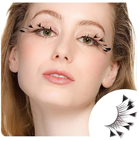 Dorisue Cils extra longs en plumes d'Halloween – Cils inspirés de l'araignée et du feu d'artifice pour fête et événements costumés