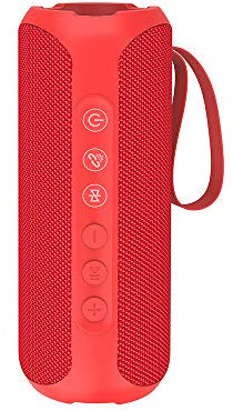 Wharfedale Bluetooth Speaker 20W Wireless Portable Speaker, IPX7 Waterproof, Rich Bass, Loud Sound, Power Bank, 8H Playtime, Bulit-in Mic, For Camping, Outdoors, Garden, Shower (Red)
