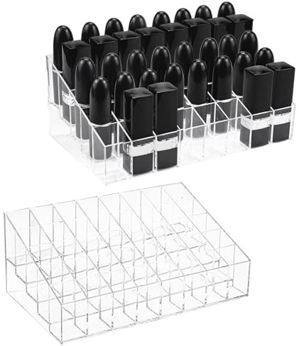 Hedume 2 Pack Lipstick & Makeup Organizer, 40 Slot Acrylic Cosmetic Display Case for Lipstick, Brushes, Bottles
