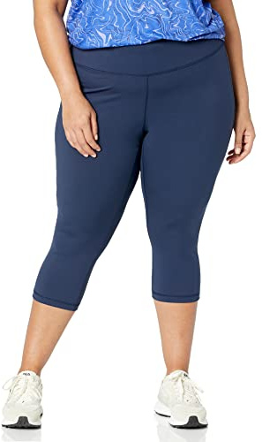 Amazon Essentials Women's Active Sculpt Workout Athleisure High Rise Capri Leggings (Available in Plus Size), Navy, L