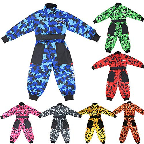 Zorax Kids Motocross Camo Suit - Blue M (7-8 Years) | Motorcycle Race Clothing Karting Suit Overall Children Child Motorbike