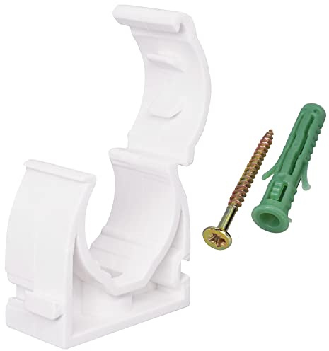 SKIR'CO (10 pezzi) Clip per tubi, morsetti in plastica per tubi da 20 mm, clip per tubi con serratura, ganci per tubi, clip bianche