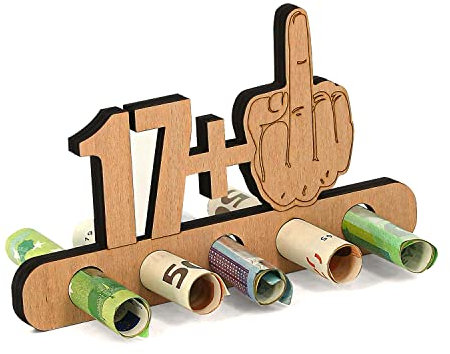 Giftota - Originelle Lustig 18. Geburtstag Geldgeschenk Holz - 17 + 1 - Geschenk zum 18.Geburtstag - Geburtstag Jubiläum - Geschenke aus Holz - Geschenke für Freunde, Familie