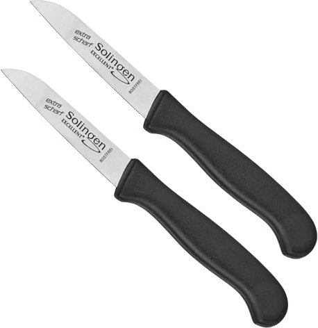 Shehadeh Lot de 2 couteaux de cuisine Solingen - Petit couteau polyvalent Solingen pour la cuisine - Couteau à légumes - Couteau à fruits - Couteau à éplucher - Acier inoxydable - Extra tranchant