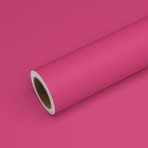 VEELIKE Thick Hot Pink Wallpaper Self Adhesive Pink Contact Paper for Furniture Vinyl Wrap for Kitchen Cupboards Stickers Waterproof Lining Paper for Drawers Bedroom Girls's Room Desk Cover 40cm×300cm