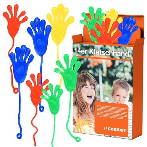 14x Klatschhand Mitgebsel für Kinder: Als Mitbringsel, Gastgeschenk & Giveaway - Glibberhände als Partygeschenke - Kindergeburtstag von Jungen & Mädchen
