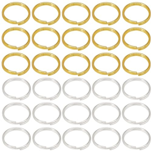 SOFPLATE 1 boîte de 600 anneaux Fendus de 10 mm Anneau Fendu en Vrac avec Doubles Boucles Petit Porte Clés en Laiton Connecteurs Ronds en Métal Doré et Argenté pour la Fabrication de Bijoux Fourniture