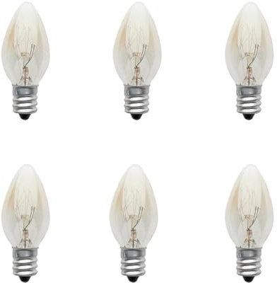 galeyyu Ampoule E12, Ampoule Lampe De Sel E12 Petit À Vis, Ampoule De Lampe De Nuit À Incandescence En Tungstène, 220-240V 10W C7 Pointe Ampoule, Lampe Sel Himalayas Blanc Chaud 2700K, Lot De 6