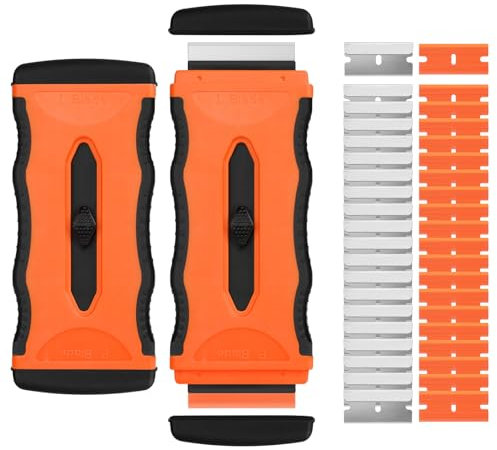 Flintronic 2PC Schaber, Keramikfeldschaber mit 40 Edelstahl & Kunststoffklingen, Schaber Küchenschaber Set, Gadom Keramikfeld Kratzer, Herd Glasschaber, Herdschaber für Kochfeld, Backofen, Glaskeramik