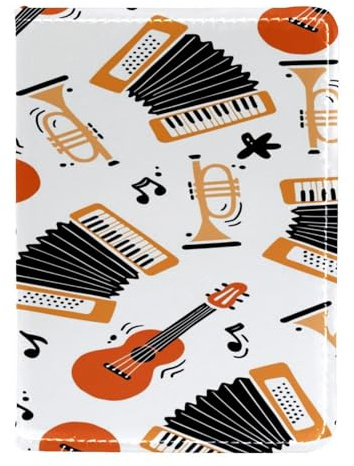 VAPOKF Étui portefeuille de voyage en cuir pour accordéon, trompette, guitare, instrument, passeport, 11,5 x 16,5 cm, multicolore, 11.5x16.5cm/4.5x6.5 in, Vintage