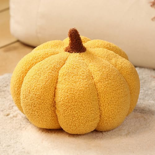 FiveMileBro Cuscino Zucca Halloween, 3D Cuscino Zucca Peluche Decorativo per Interni, Ideale per Casa, Divano, Camera, Festa, Regalo per Bambini e Adulti (30cm/giallo)