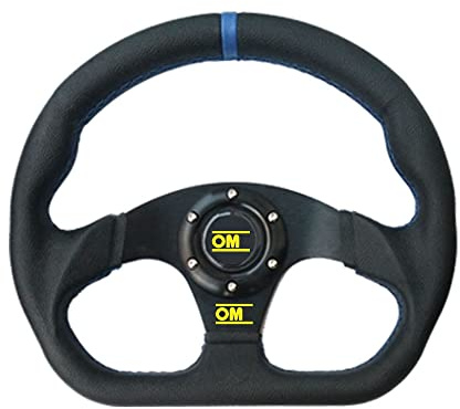 wanhaoaony Volanti Auto Volante Universale D-Shape Stewing Modificato Racing 13inch 320mm Pelle Piatta Drift Car Rally Sport Sport Gioco simulato Volante Auto Sportivo(Blue)