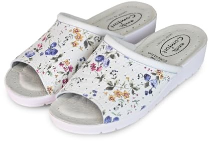 Embi Comfort Ciabatte Sanitarie Donna Punta Aperta Comode Made in Italy (Fiorato, Sistema Taglie Calzature EU, Adulto, Donna, Numero, Media, 41)