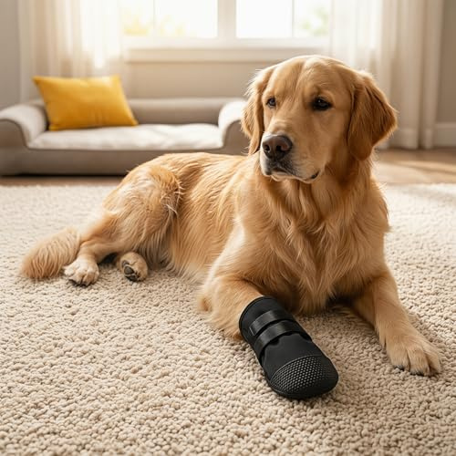 Dog Boots for Injured Paws Waterproof, Adjustable Dog Paw Protectors with Non-Slip Sole, Breathable Recovery Boots for Wound Care and Healing, Dog Shoes for Outdoor Walking（XL)）