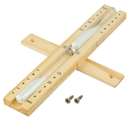 Temporizador de arena para sauna, reloj de arena de 15 minutos con marco de madera resistente al calor, vidrio transparente, temporizador de arena blanca para yoga, ejercicio, aula, incluye (blanco)