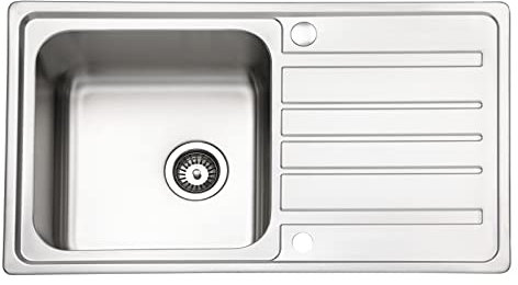 JASSFERRY Fregadero de cocina un seno, de Acero Inoxidable, escurridor reversible, con colador de residuos