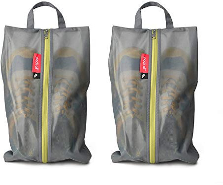 pack all Wasserfeste Reise Schuhbeutel, Schuhorganizer, Schuhtasche mit Reißverschluss, für Männer und Frauen (2er Pack Grau)