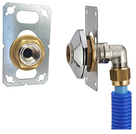FIXSYSTEM kit sortie de cloison pour tube PER à Compression (à Visser) Ø12 - sortie mâle 20x27 (3/4) / femelle 15x21 (1/2) + rosace de finition chromée pour robinet machine à laver