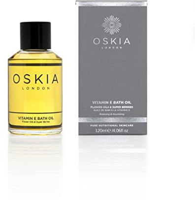 OSKIA Vitamin E Bath Oil – Soothing Bath Oil with Vitamin E, Almond Oil & Chamomile for Hydrated, Soft Skin – 200ml