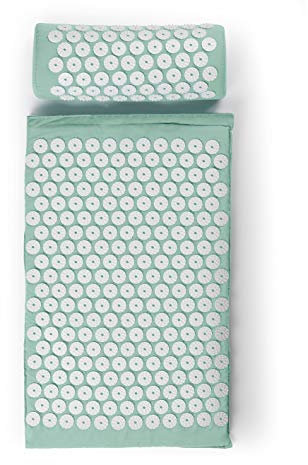 MAXXMEE Akupressur-Set | Akupressurmatte und Akupressurkissen mit praktischer Tragetasche | Wohltuende Entspannung | Akupressur Matte und Kissen [grün]