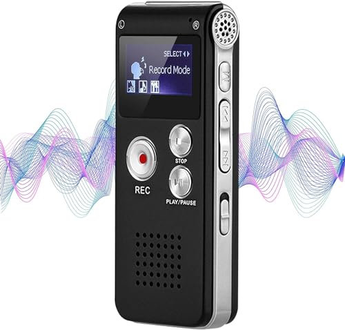 8GB Digital Voice Recorder Professional, Rechargeable Mini Voice Recorder with Multifunctional Digital Audio & MP3 Playback (Black)