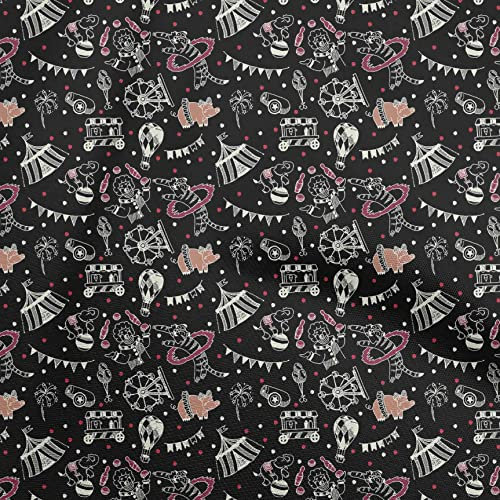 oneOone Viskose Jersey Schwarz Stoff Zirkus Kleiden Material Gewebedruck Meterware 60 Zoll breit-aA