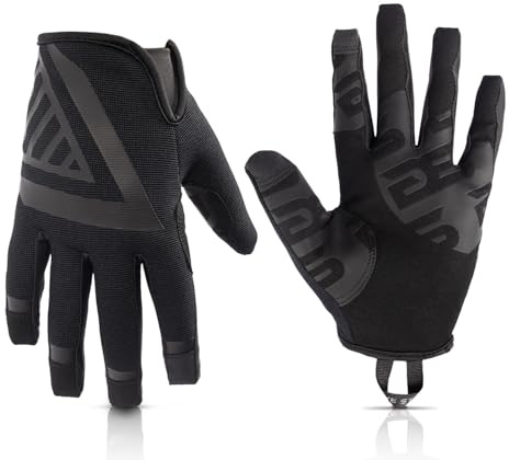 Glove Station The Impulse Tactical Gloves for Men with Touchscreen Compatibility – Suede Leather & Spandex Shooting Gloves for Motorcycle, Airsoft, Paintball & Work Use – Black, Medium