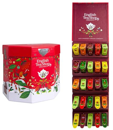 ETS - BIO Tee Adventskalender 2025 Santa's Secret, Weihnachtskalender für Männer und Frauen mit 25 Pyramidenbeutel zum Aufhängen
