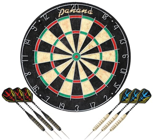Panana Dartbaord Steel Dart Board Dartbard Set with 6pcs Professional Steel Tip Darts
