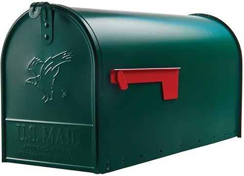 Plexon Outside Сurbside Horizontal Classic Mailbox, Dark Green, 20-1/2L x 8-1/2H x 6-7/8W, Made in USA.