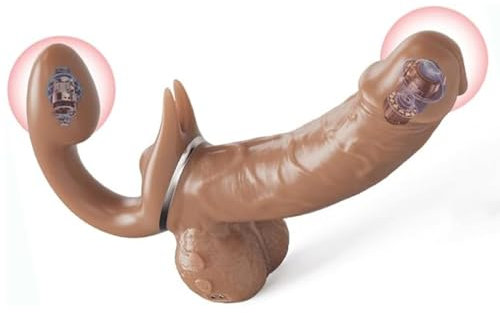 PQKuss Silikon Realistischer Doppeldildo Paarvibrator,Strap On Umschnall Dildo Lesben für Sie Klitoris und G-punkt Stimulator SM Partner Vibratoren Erotik Sex toys für Frauen Männer und Paar