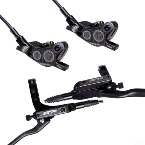 Freno a disco idraulico, in lega di alluminio, set di freni idraulici per, 80/145 cm, freno anteriore e posteriore per bicicletta, 4 spinte, pistoni e mountain bike (nero)
