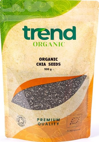 Trend Organic Chia Seeds, 500g–Good Source of Protein, Fibre, Healthy Fats, and Essential Minerals – Ideal for Smoothies – Certified Organic, Vegan, GMO-Free, No Additives No Preservatives, Raw