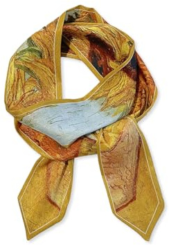 LumiSyne Foulard En Soie Étroit Femme Filles Écharpe Maigre Longue Imprimé Peinture à l'Huile Colorée Style Artistique Romantique Légers Satin Cravate Foulard Cheveux Bandeau Au Poignet Poignée Ruban