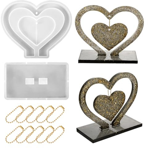 ShinherYee Epoxidharz Fotorahmen, Silikonformen Herz, Epoxidharz Formen Silikon, Silikonformen Gießformen Muttertag, Epoxidharz Formen Silikon Bilderrahmen, Silikonform Herz, Epoxidharz Silikonformen
