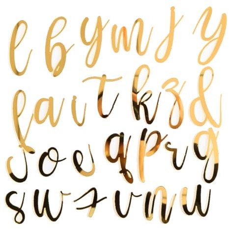 COYUN 52 decoraciones de letras para tartas, decoraciones acrílicas doradas para tartas de cumpleaños, Pegatinas Acrílicas de Letra para Tarta Cumpleaños Fiesta Oro 2 Kit A a Z, 1mm