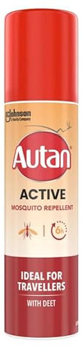 Autan Active Mosquito & Insect Repellent Spray, Travel Essentials, DEET Formula, Up to 6 Hours Protection against Mosquitoes, 100 ml