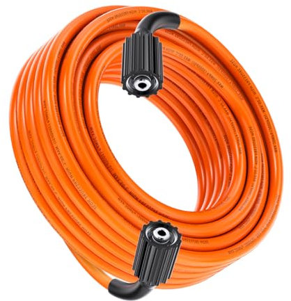XENDY WASHER 1/4 Pressure Washer Hose 8M,Power Washer Hose Kink Free High Pressure Hose M22 14MM Solid Fittings Pressur Washer Replacement Hose Light Weight Orange XD