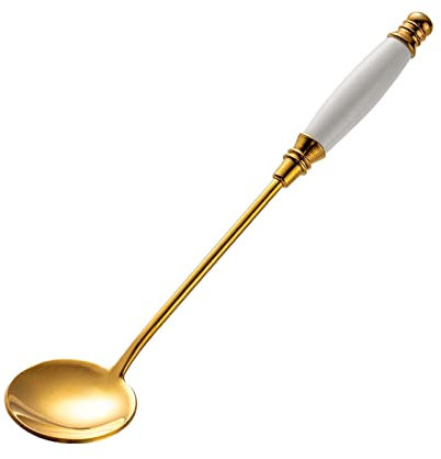 Cucchiai di grandi dimensioni squisite cucchiaio di caffè in acciaio inossidabile creativo cucchiaio per piccolo cucchiaio da cucchiaio da cucchiaio da tavolo cucchiaio (colore: bianco oro)