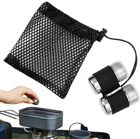 Contenedor de especias de viaje, pequeño esparcidor de especias para camping, 2 unidades con bolsa de almacenamiento para picnic, montaña, cocina, jardín, barbacoa, senderismo, casa o escuela