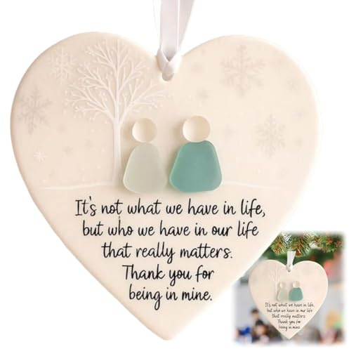 3D Heart Ceramic Hanging Ornament for Bestie,Friendship Gift for Women,Thank You Appreciation Sentimental Gift,Memorial Sympathy Remembrance Hanging Heart Decoration(Double-sided Ceramic Print)