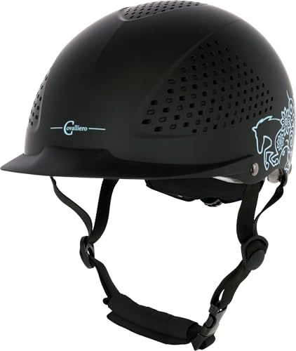 Covalliero Beauty 2.0 3232286 - Casco da equitazione per bambini, circonferenza della testa 48-54 cm, regolazione continua, nero, berretto da equitazione