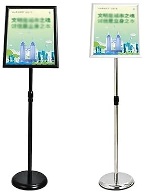 A3/A4 Affischställ Meny Golvställ Aluminium Snäpp-/Ram Menyhållare Display med Justerbar Höjd, Golvskylthållare med Robust Bas för Reklam (Färg: Nero, Storlek: A4)