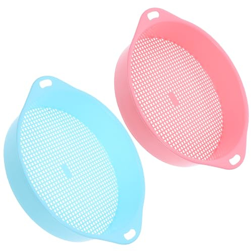 Angoily Lot de 2 Tamis à Terre en Polypropylène 3 MM Outils de Jardinage Manuels Bleu et Rose pour Tamisage de Terre Filtration de Roches et Compost Accessoire Pratique pour Plantation